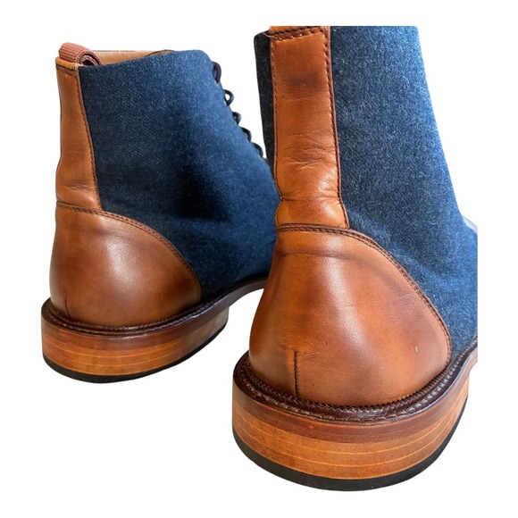 Taft Mens Cap Toe Lace Up Boots Denim Blue Leather Ankle Dress Boots - Picture 8 of 15